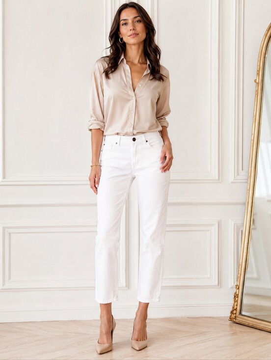 Calvin Klein Jeans Denim - Calvin Klein White Skinny Crop Jeans Size 10 Mid Rise Stretch Denim Ankle Pants